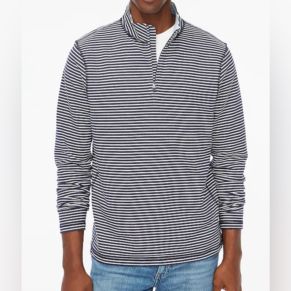 NWT J Crew Striped Performance Half Zip